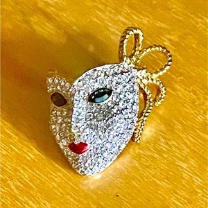 Swarovski Crystal Mardi Gras Masquerade Mask Brooch Pin